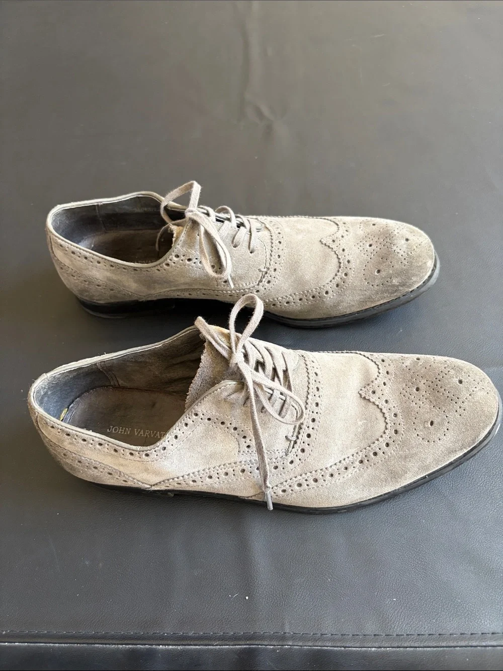 John Varvatos U.S.A. Gray Suede Wingtip Oxford Dress Shoes Men’s 9.5M